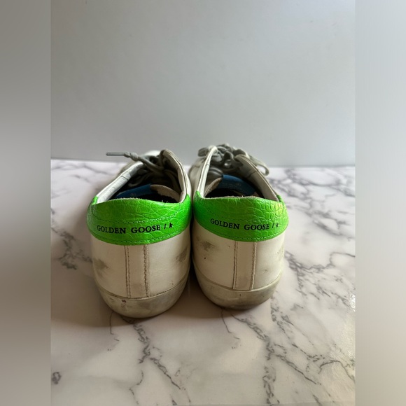 Golden Goose White & Green SuperStars Low Top - Picture 5 of 8
